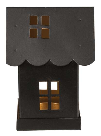 Black metal decoration house for tealights,