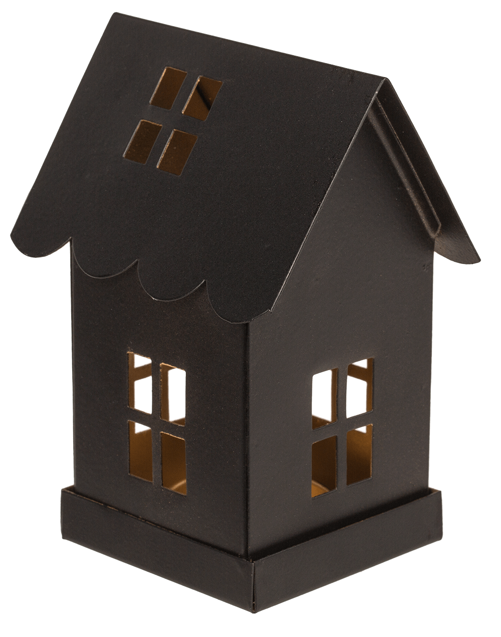 Black metal decoration house for tealights,