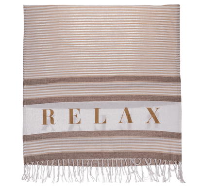White/cream/brown coloured Fouta Towel, Relax,