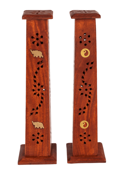 Wooden incense stick burner box, standing,