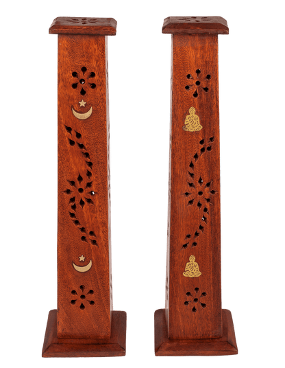 Wooden incense stick burner box, standing,