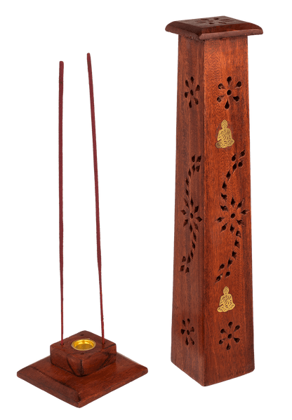 Wooden incense stick burner box, standing,