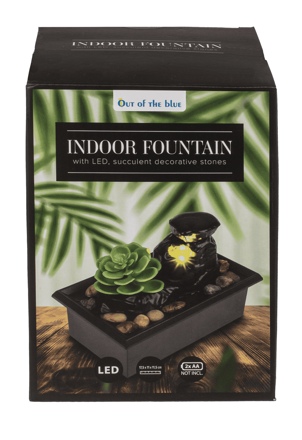 Indoor fountain with LED, succulent and decorative