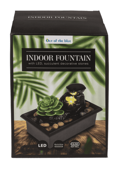 Indoor fountain with LED, succulent and decorative