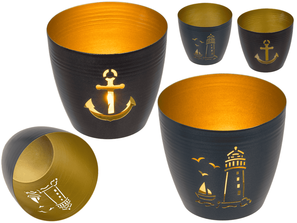 Metal tealight holder, Maritim, 10 x 10 x 9 cm,