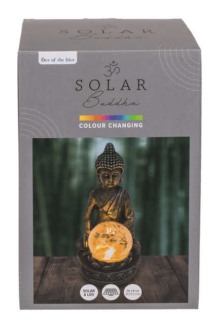 Polyresin Solar Buddha Figurine, with crackle