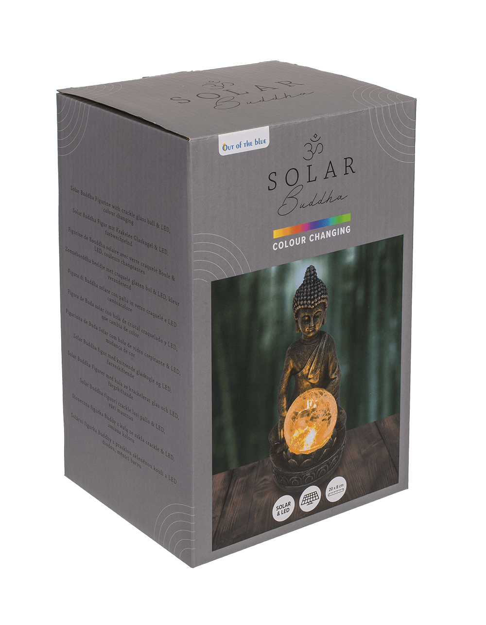 Polyresin Solar Buddha Figurine, with crackle