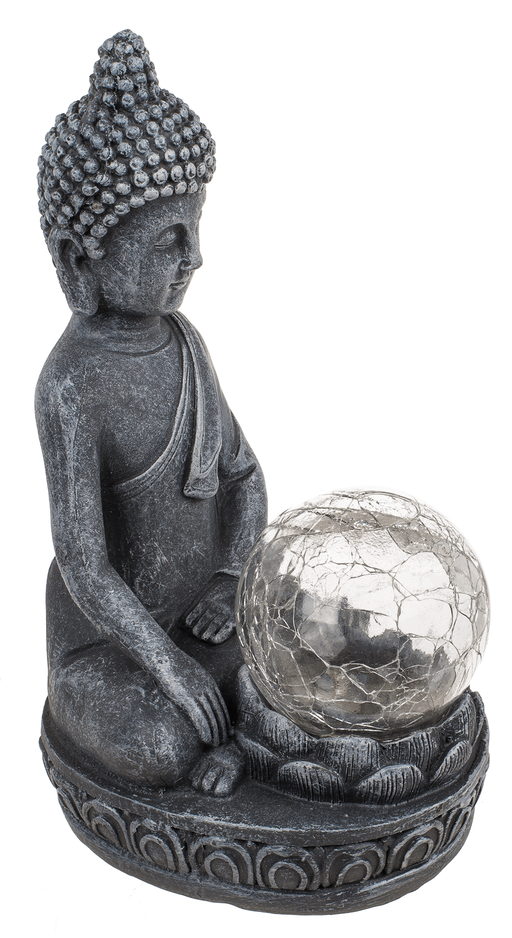 Polyresin Solar Buddha Figurine, with crackle