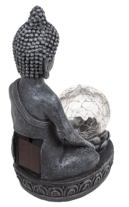 Polyresin Solar Buddha Figurine, with crackle