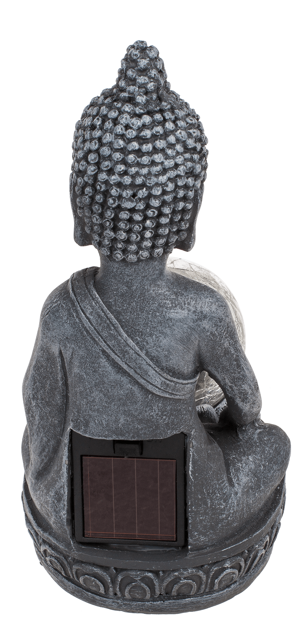 Polyresin Solar Buddha Figurine, with crackle