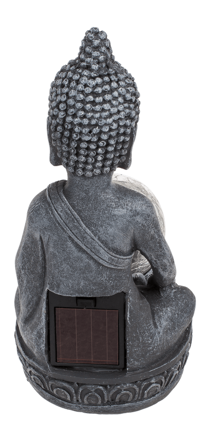 Polyresin Solar Buddha Figurine, with crackle