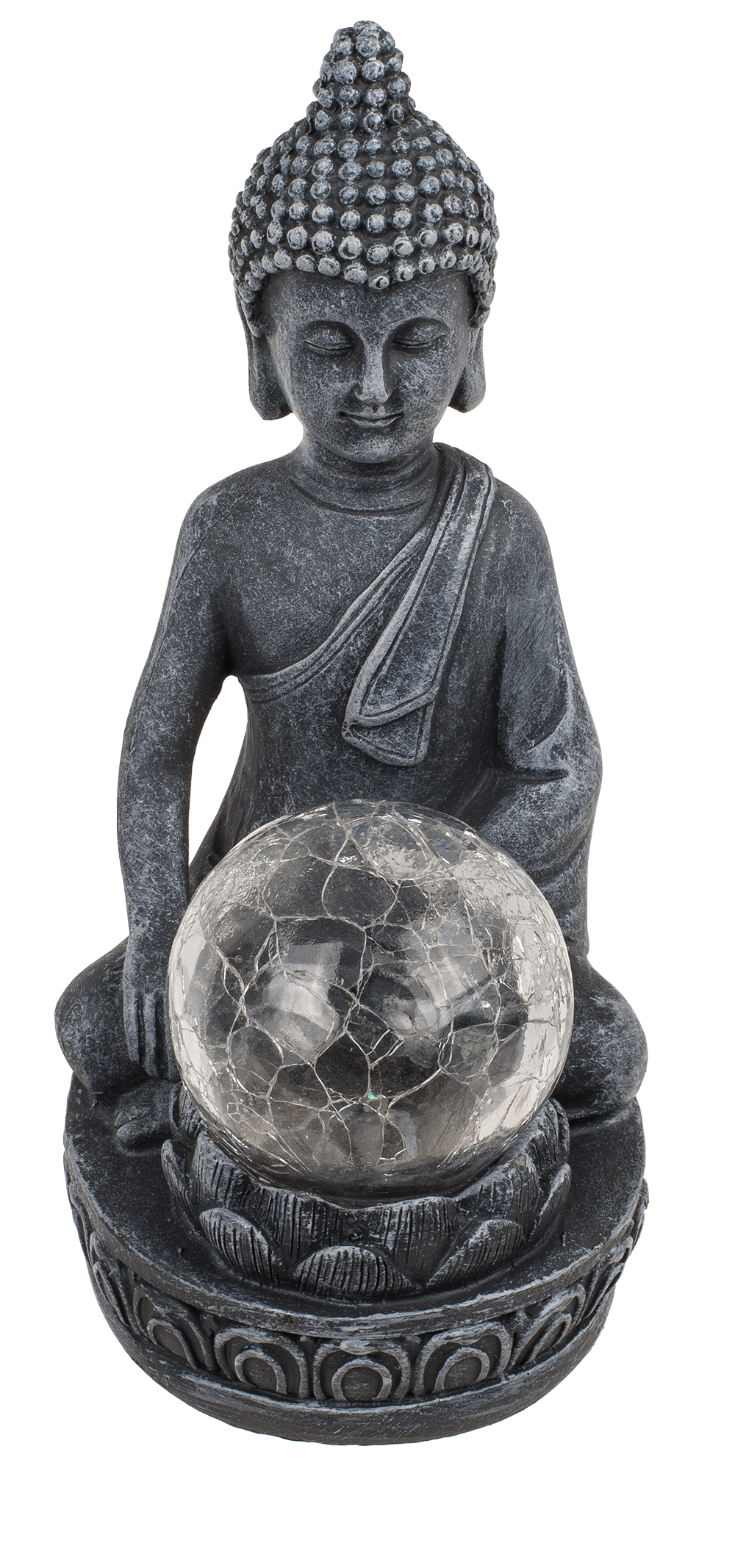 Polyresin Solar Buddha Figurine, with crackle