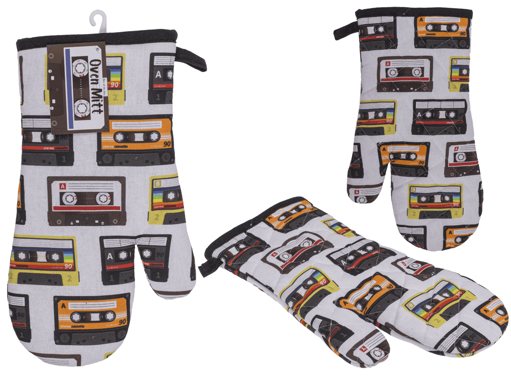 Oven mitt, cassettes, 17 x 32 cm,