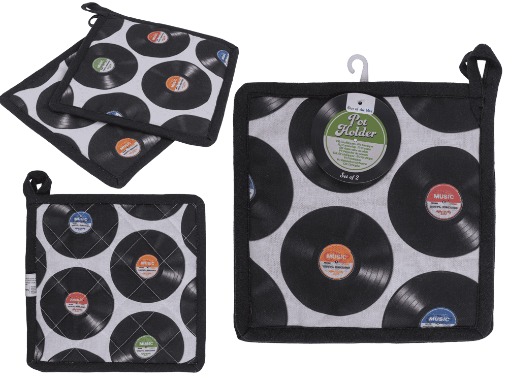 Pot holder, vinyl records, 20 x 20 cm,