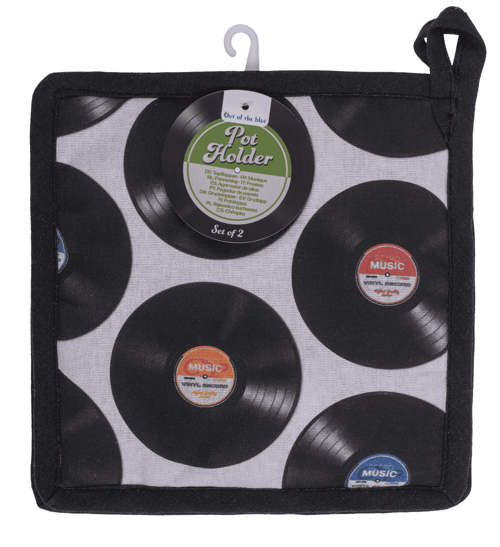 Pot holder, vinyl records, 20 x 20 cm,