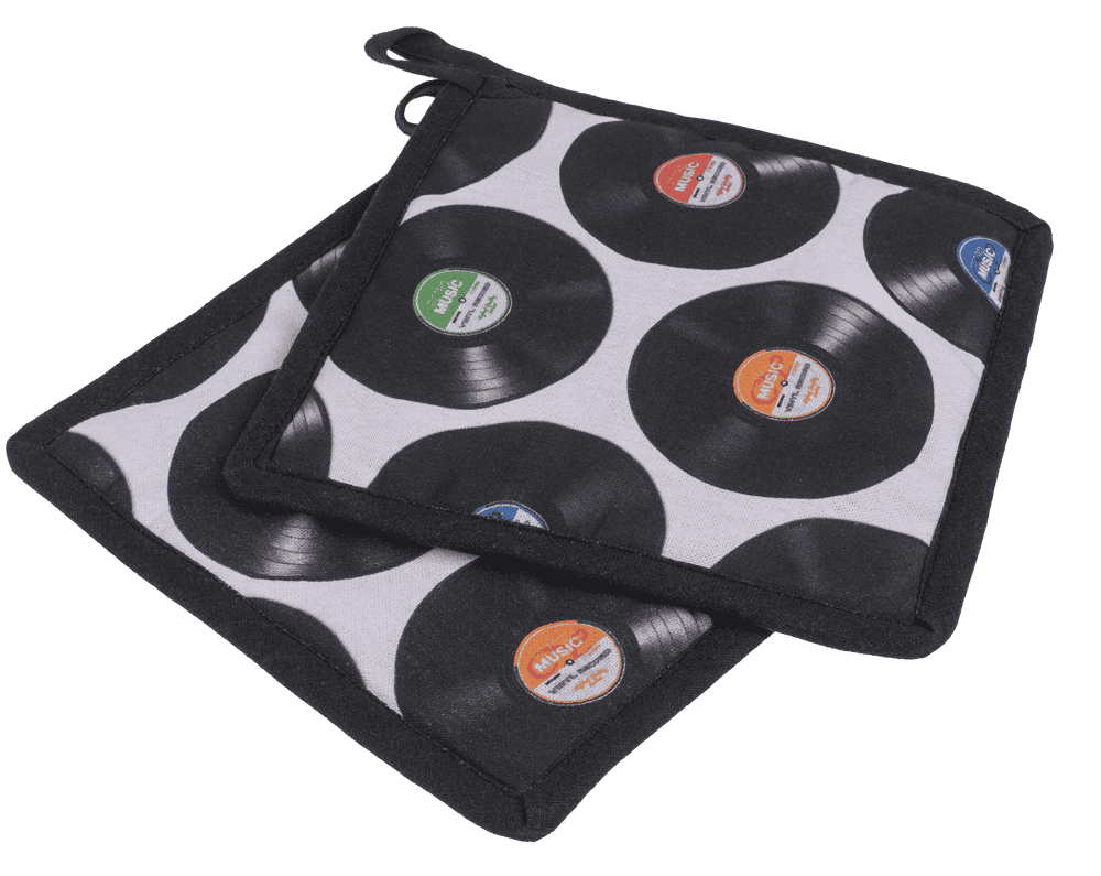 Pot holder, vinyl records, 20 x 20 cm,