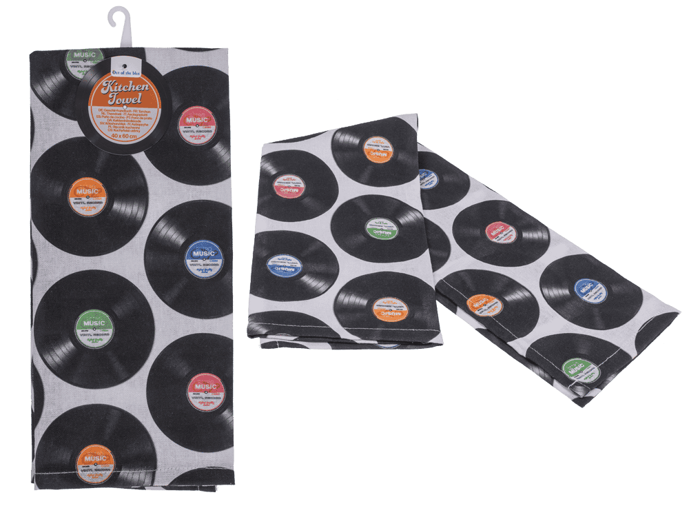 Kitchen towel, vinyl records, 40 x 60 cm,