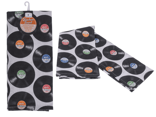 Kitchen towel, vinyl records, 40 x 60 cm,
