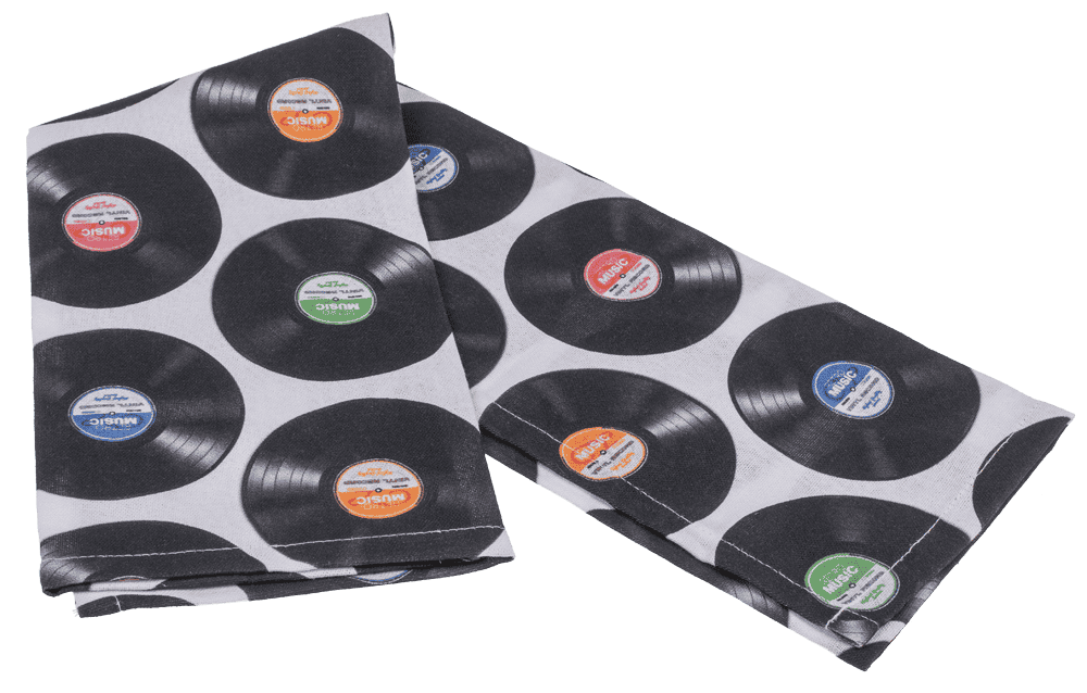 Kitchen towel, vinyl records, 40 x 60 cm,