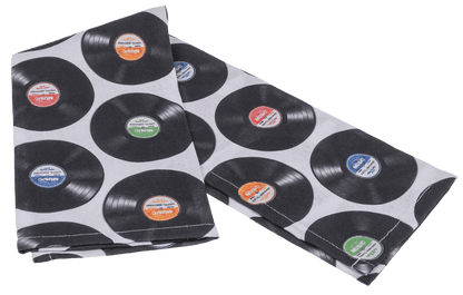 Kitchen towel, vinyl records, 40 x 60 cm,