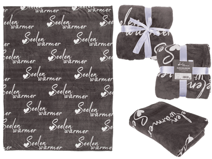 Grey coloured comfort blanket, Seelenwärmer,