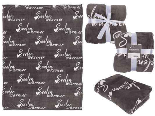 Grey coloured comfort blanket, Seelenwärmer,