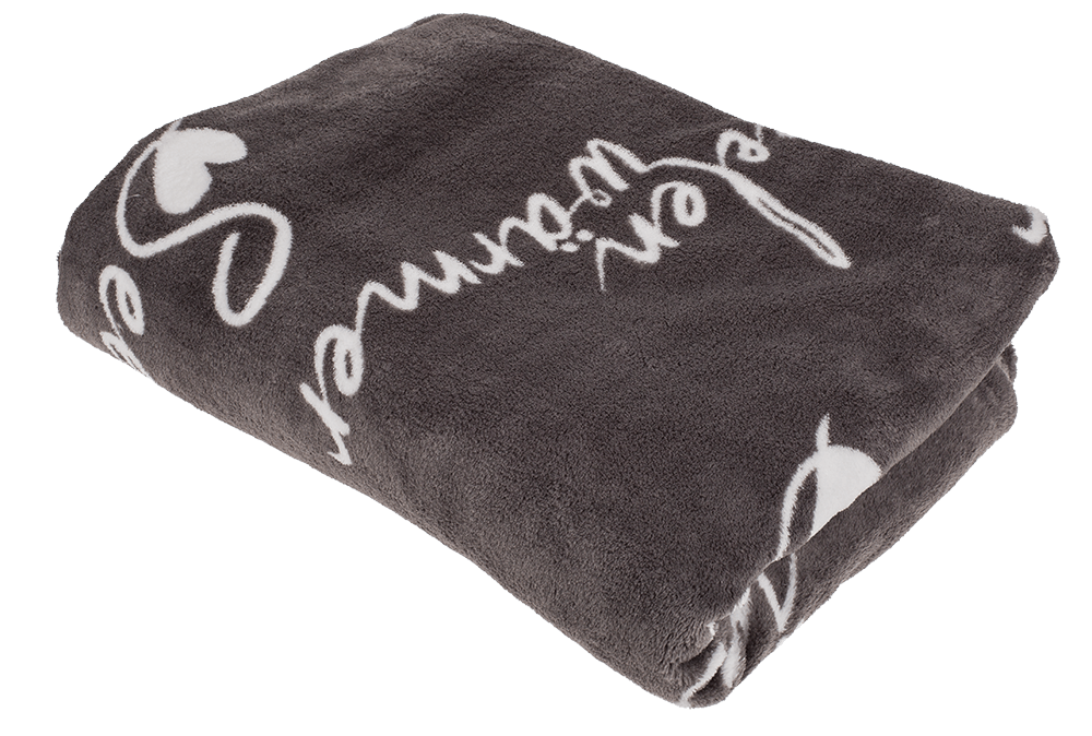 Grey coloured comfort blanket, Seelenwärmer,