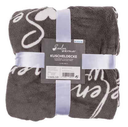 Grey coloured comfort blanket, Seelenwärmer,