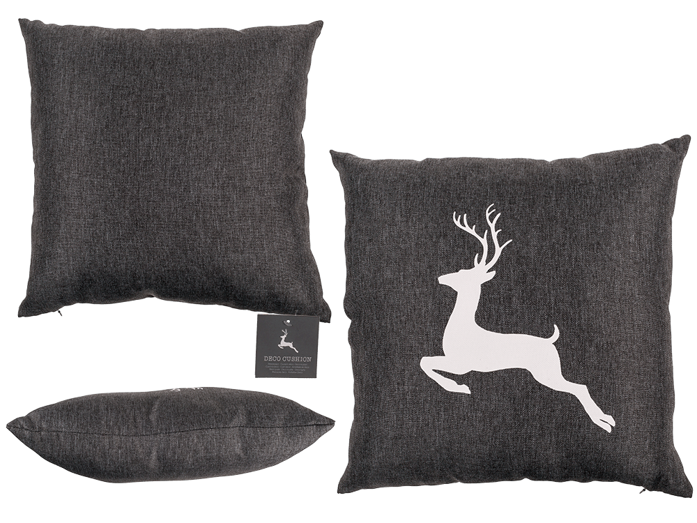 Dark grey colored decoration cushion, Deer,