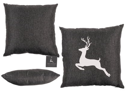Dark grey colored decoration cushion, Deer,