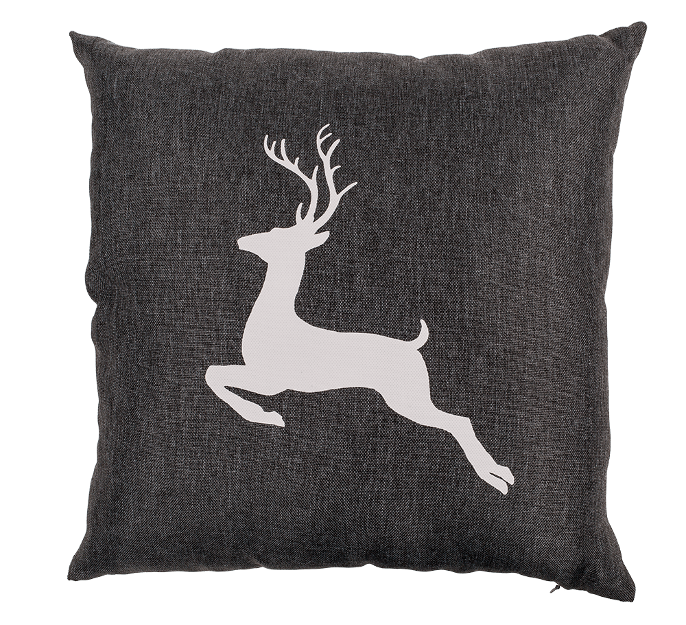 Dark grey colored decoration cushion, Deer,