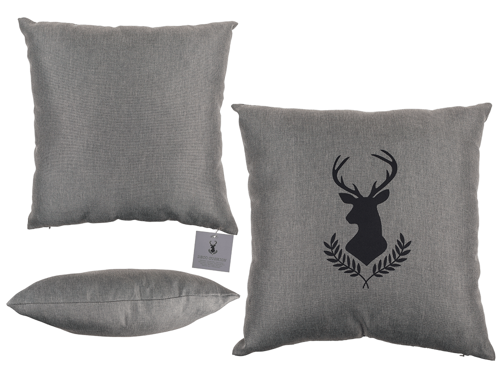 Light grey colored decoration cushion, Deer head,