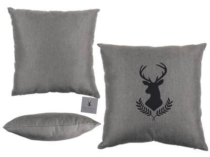 Light grey colored decoration cushion, Deer head,