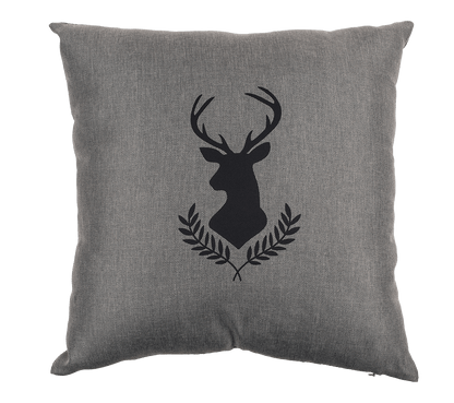 Light grey colored decoration cushion, Deer head,