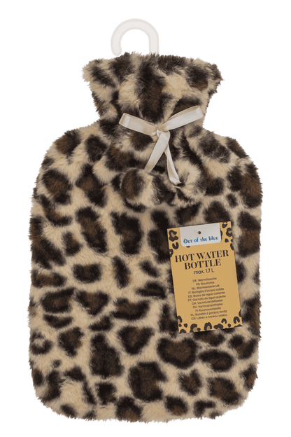 Hot water bottle with plush cover & Pom Poms,