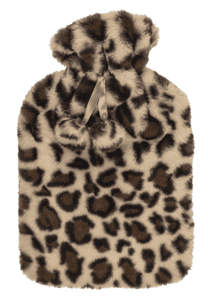 Hot water bottle with plush cover & Pom Poms,