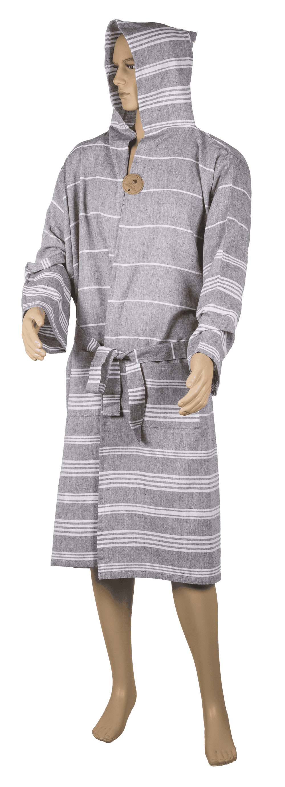 Grey/white hamam bath robe, size L,
