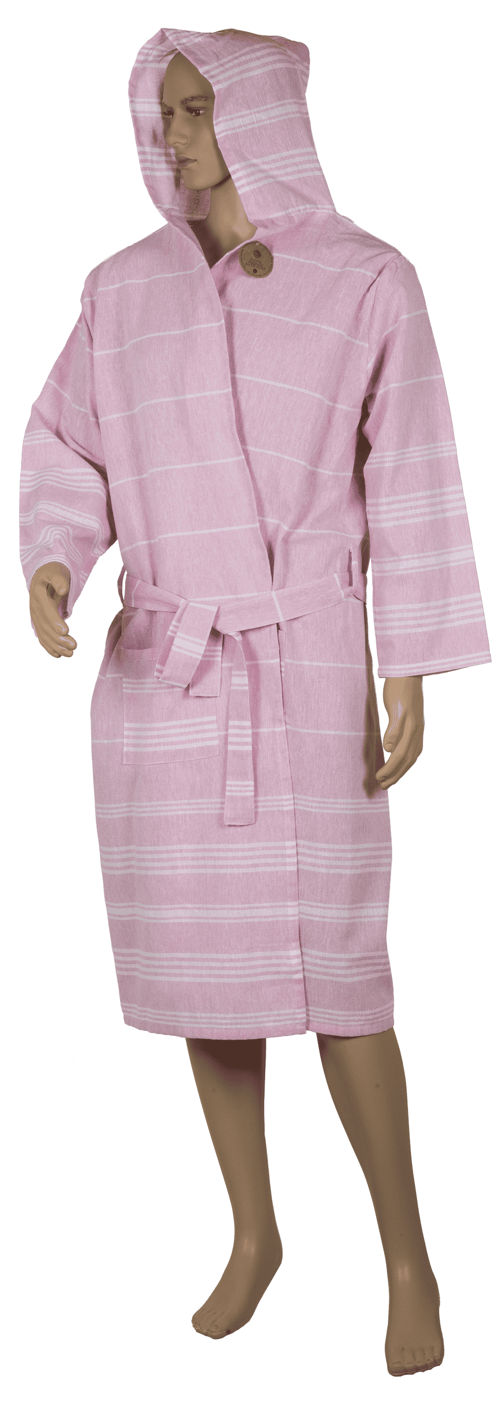 Pink/white hamam bath robe, size L,