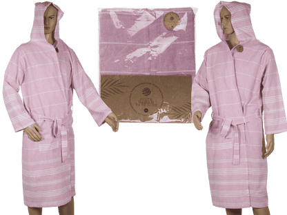 Pink/white hamam bath robe, size XXL,