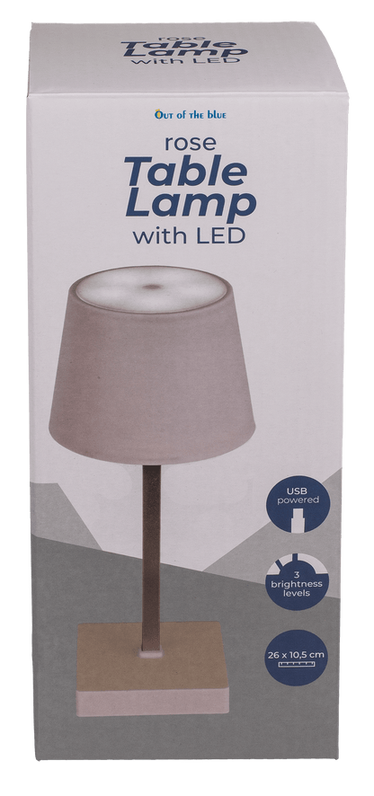 Rose colored table lamp with LED,