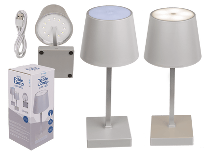 Grey colored table lamp with LED,