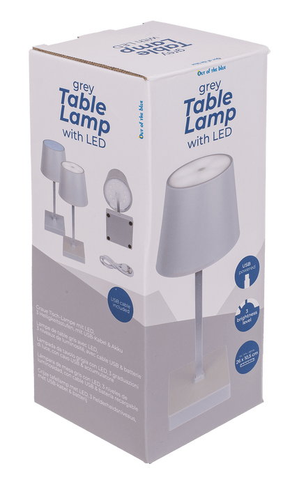 Grey colored table lamp with LED,