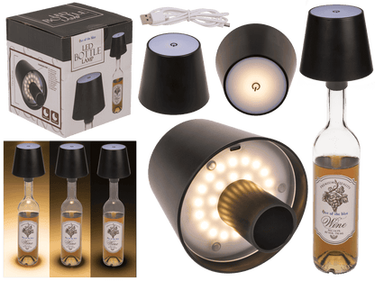 LED bottle lamp, black, 3 modes (on/off/dim.),