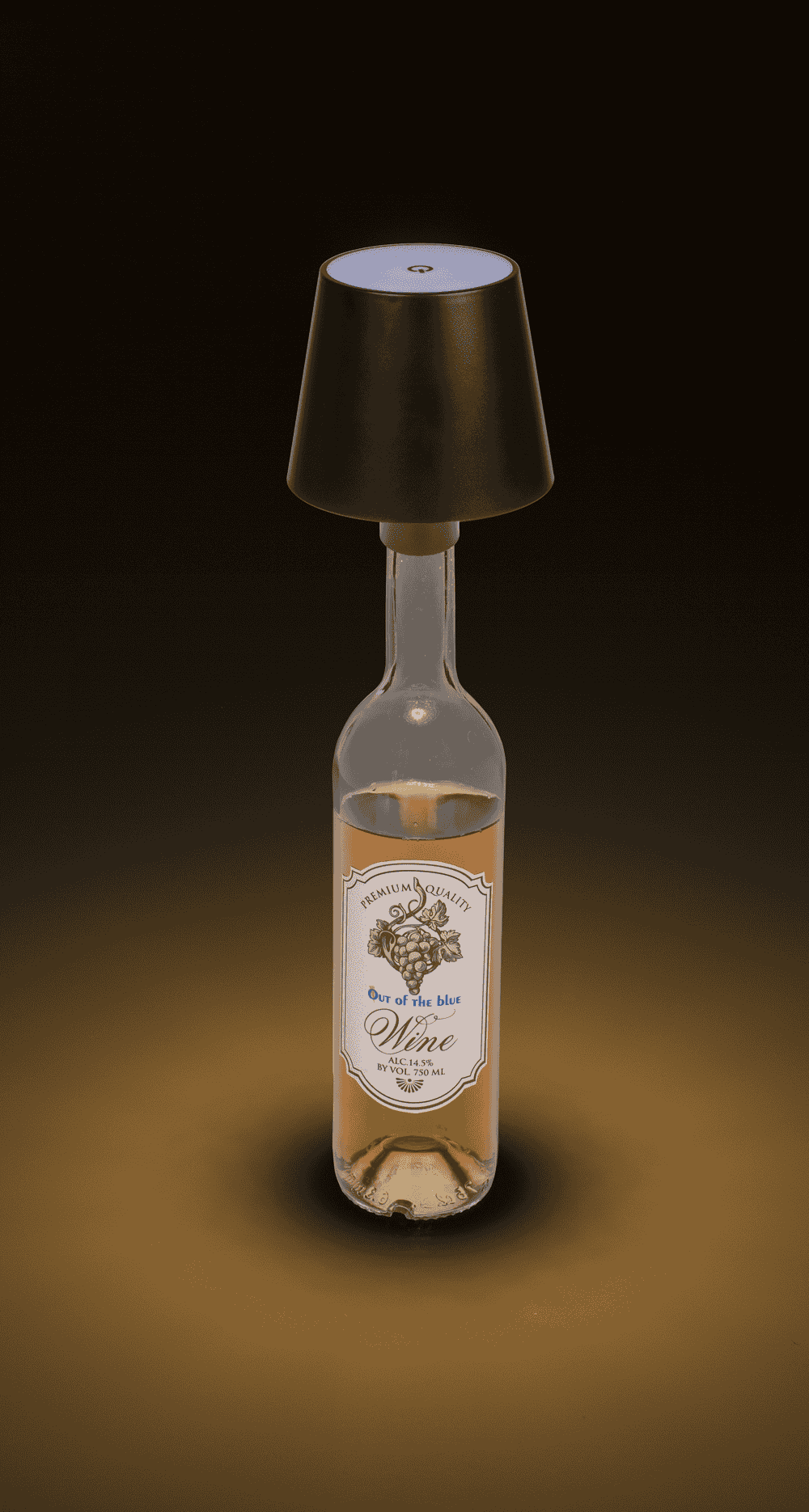 LED bottle lamp, black, 3 modes (on/off/dim.),