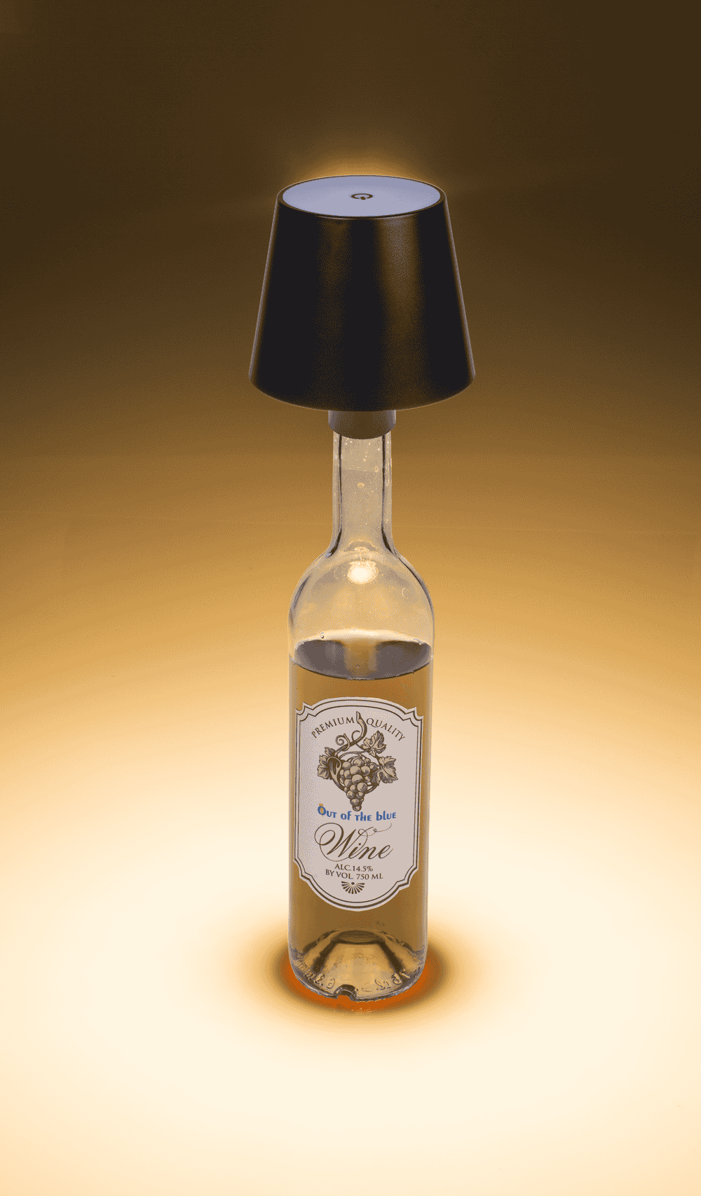 LED bottle lamp, black, 3 modes (on/off/dim.),