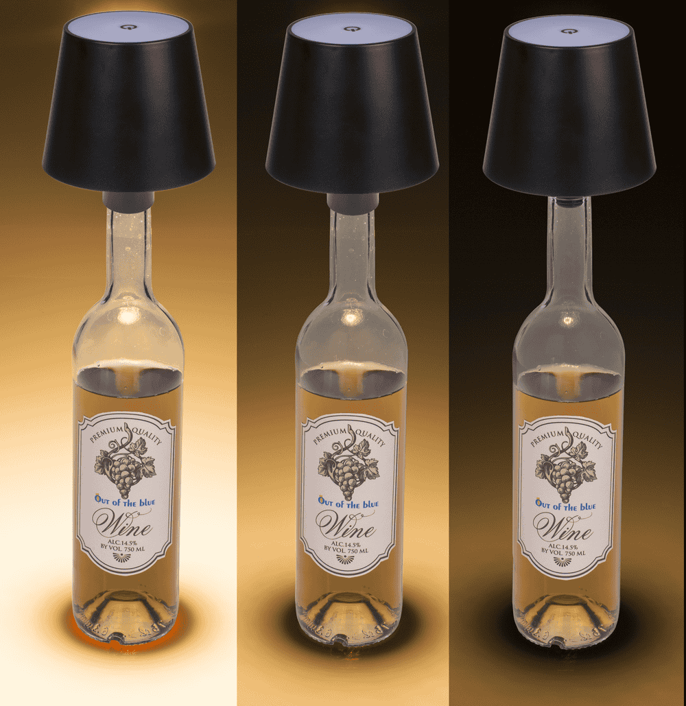 LED bottle lamp, black, 3 modes (on/off/dim.),