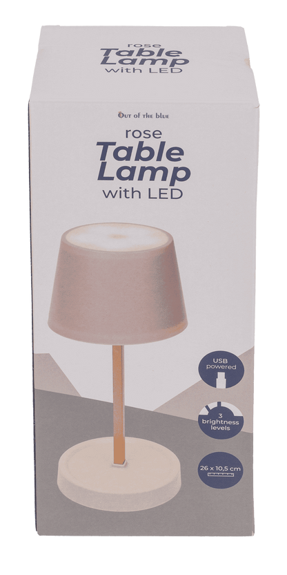 Rose colored table lamp with LED,