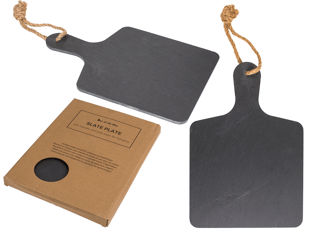 Slate plate with handle & jute rope for hanging,
