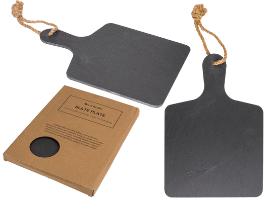 Slate plate with handle & jute rope for hanging,