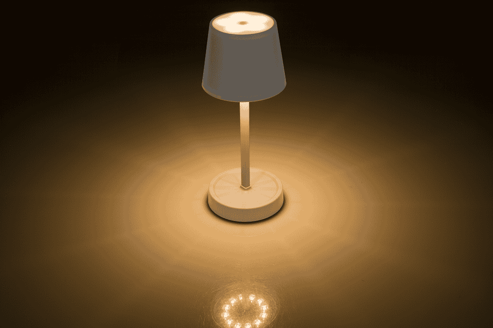 Grey colored table lamp with LED,